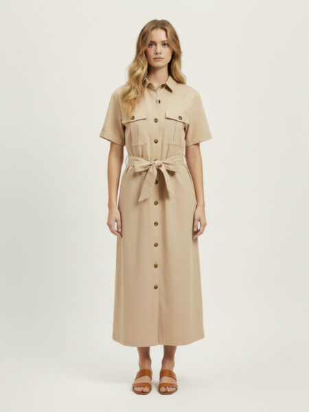 Vestido largo beige Kirmen