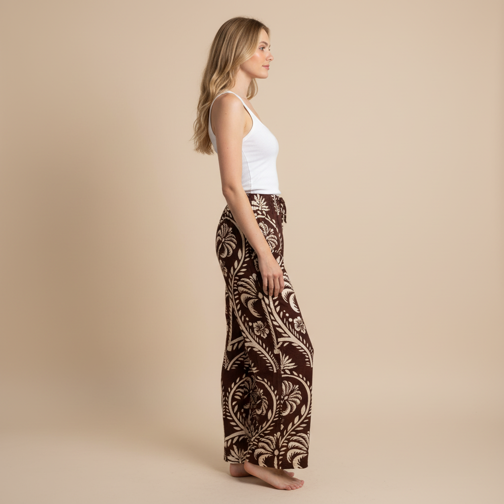 Pantalon pata ancha marron Seiji