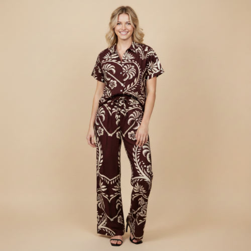 Pantalon pata ancha marron Seiji