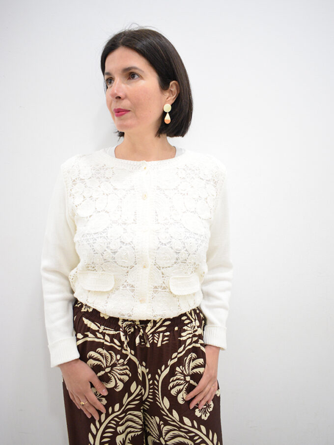 Pantalon de pata ancha marron Seiji detalle