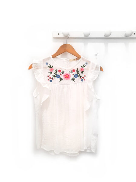 Blusa blanca Cindy volantes