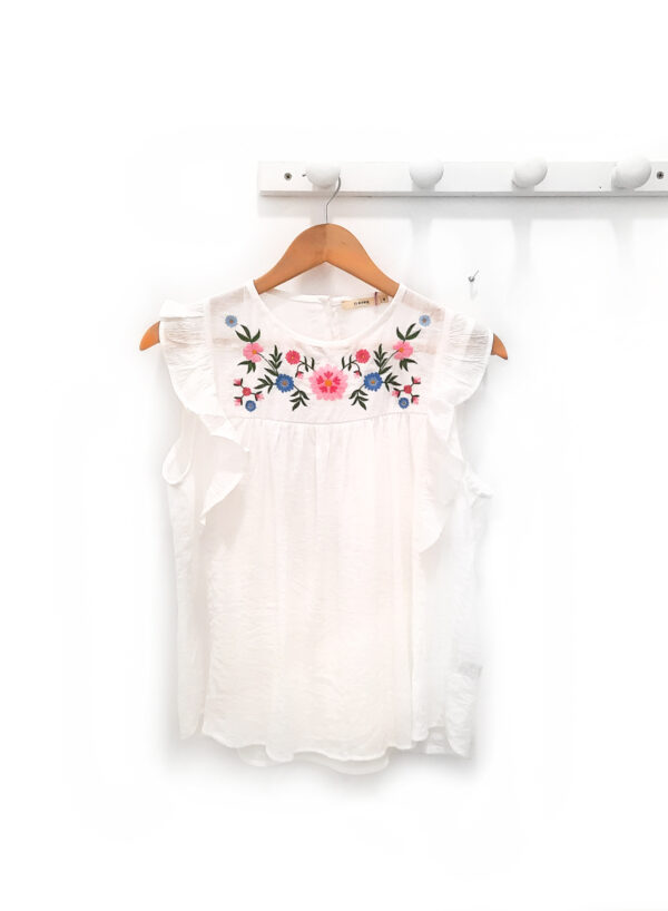 Blusa blanca Cindy volantes