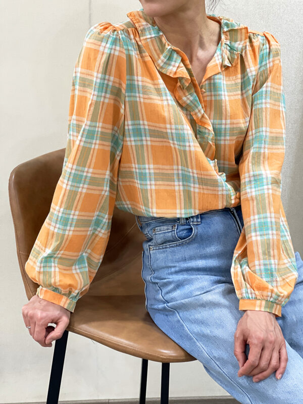 Blusa naranja de cuadros Mavis