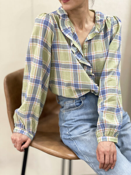 Blusa verde de cuadros Mavis