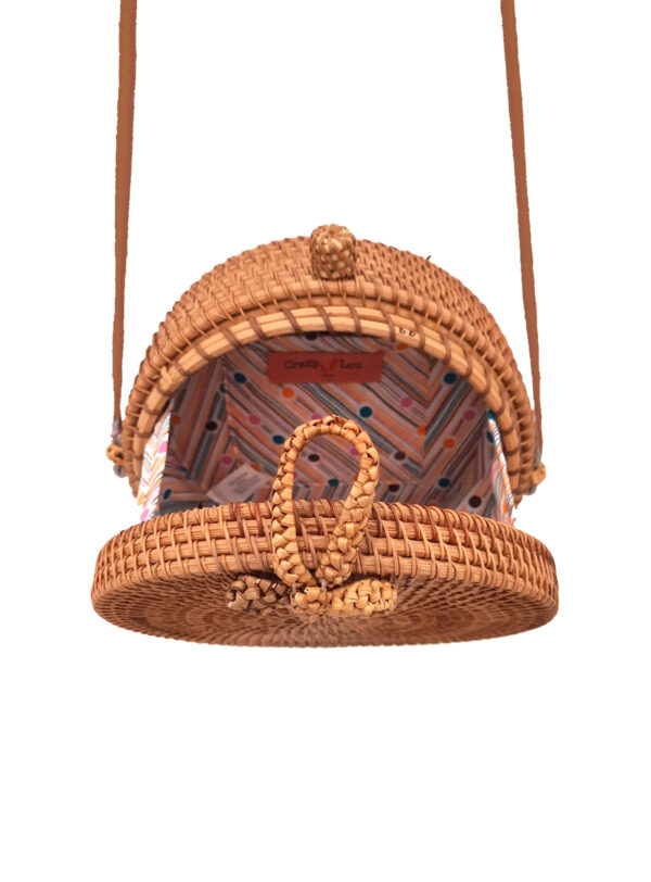 Bolso redondo mimbre marron Gurpila