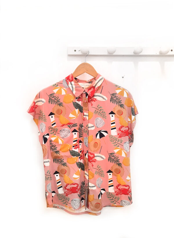 Camisa rosa Seashore estampado veraniego