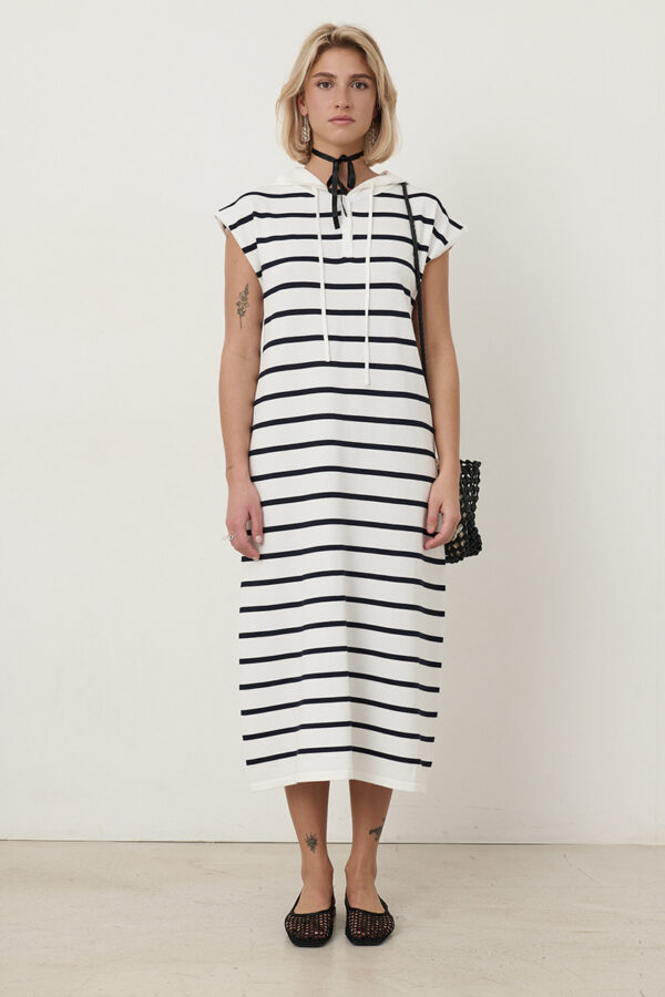 Vestido de rayas azul marino Santi
