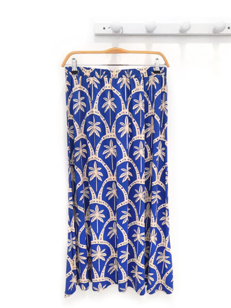 Falda azul Casablanca estampado palmeras