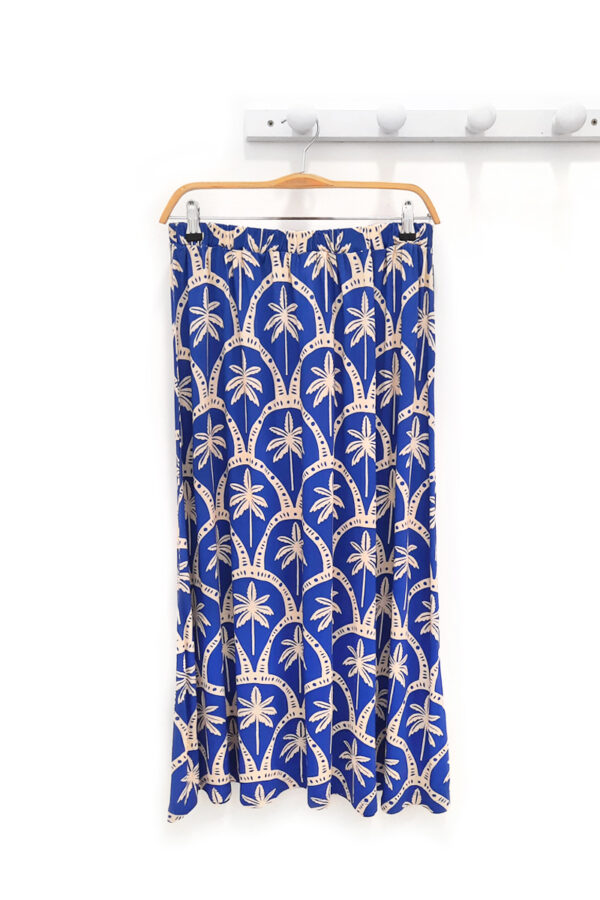 Falda azul Casablanca estampado palmeras