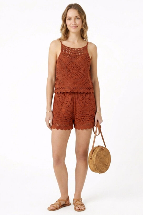 Conjunto top y pantalon corto teja Diego