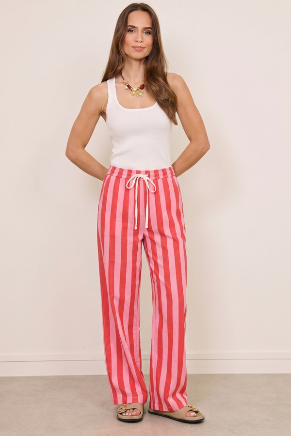 Pantalon de rayas rosa y rojo Irvin