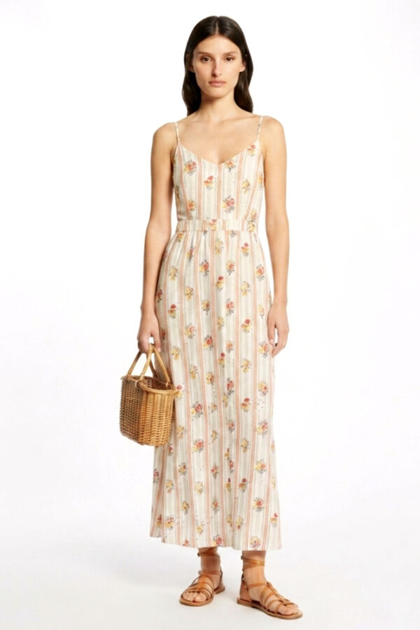 Vestido largo de tiras y estampado de flores naranja Aldo