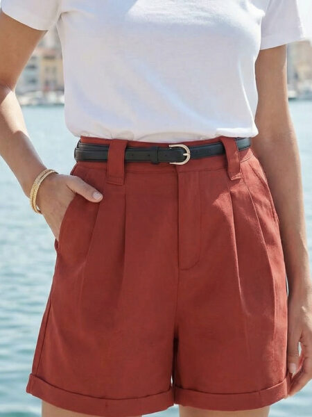 Ropa 141 Pantalon corto con vuelta color teja Ferrán