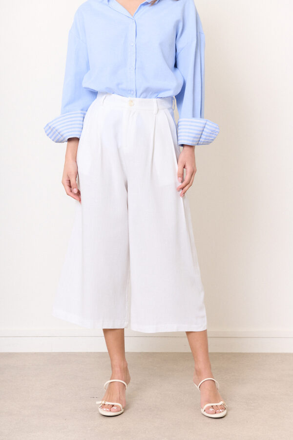 Pantalon de pinzas capri blanco Gustavo