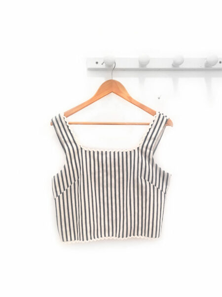 Ropa 127 Top de rayas negro y crudo Álvaro
