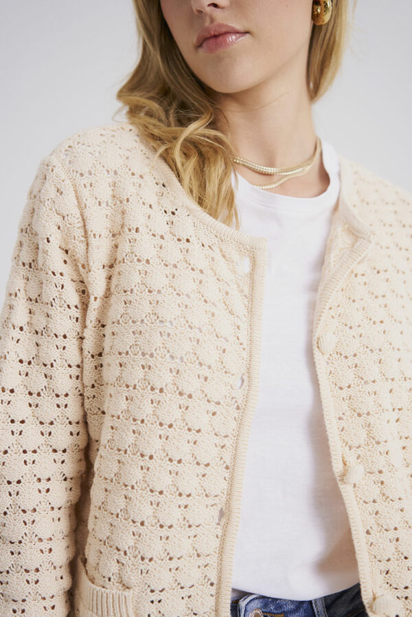 Ropa 86 Chaqueta de punto calado crudo Brina