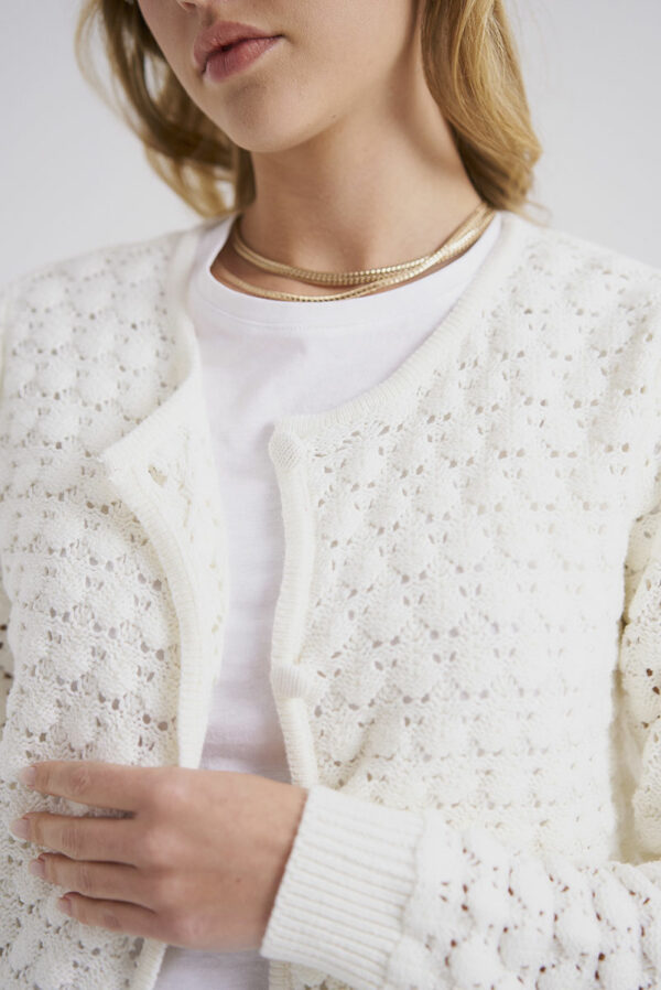 Chaqueta de punto calado blanca Brina