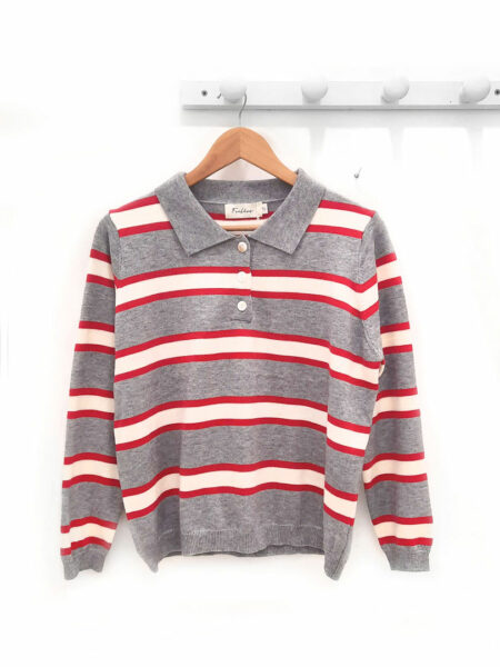 Ropa 300 Polo-manga-larga-de-rayas-gris-Juan
