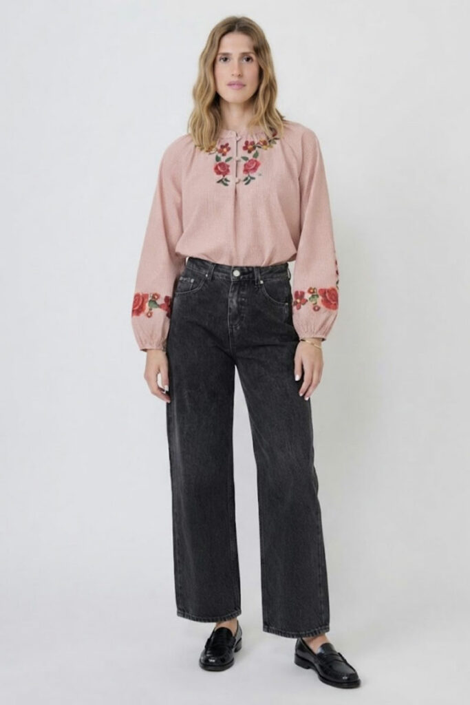 Blusa marrón vichy mini Ofelia