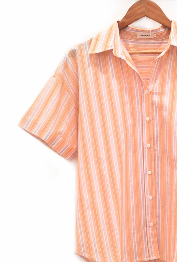 Camisa-de-rayas-naranja-Elena-manga-corta
