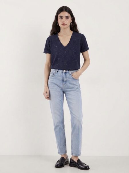 Ropa 264 Camiseta azul oscuro con brillo Lur
