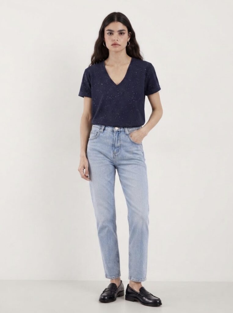 Camiseta azul oscuro con brillo Lur