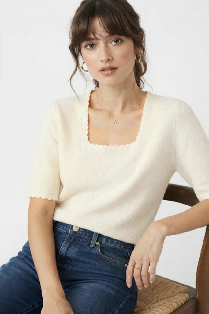 Jersey de manga corta beige Ando