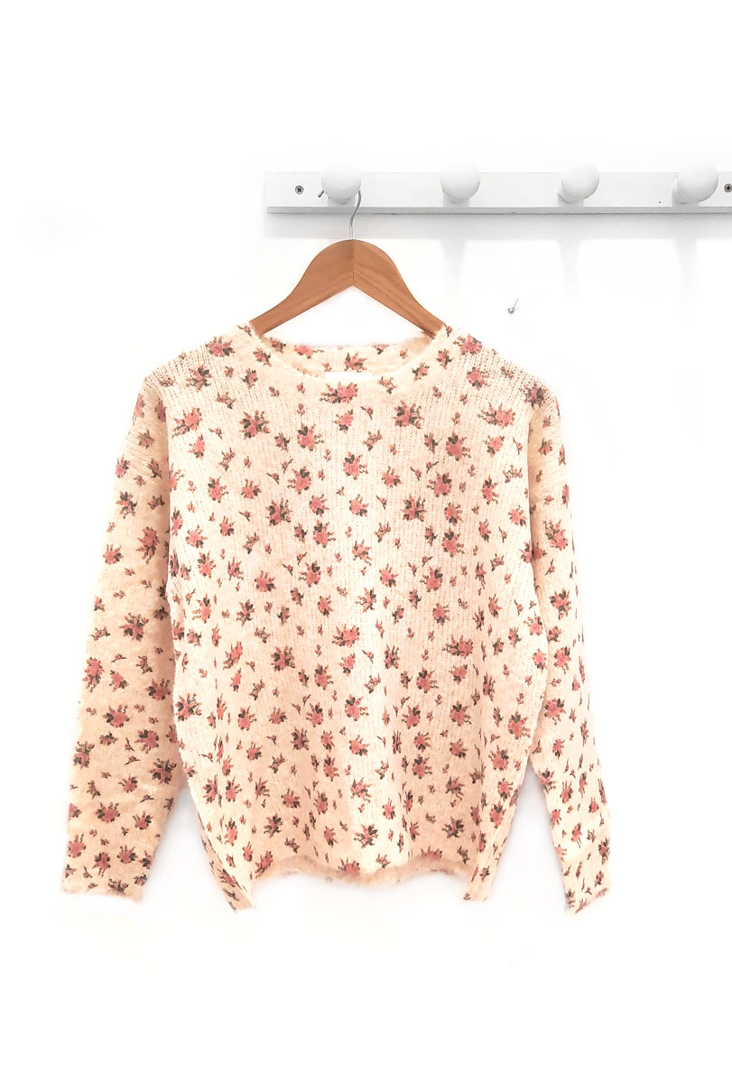 Jersey manga larga estampado beige Iker