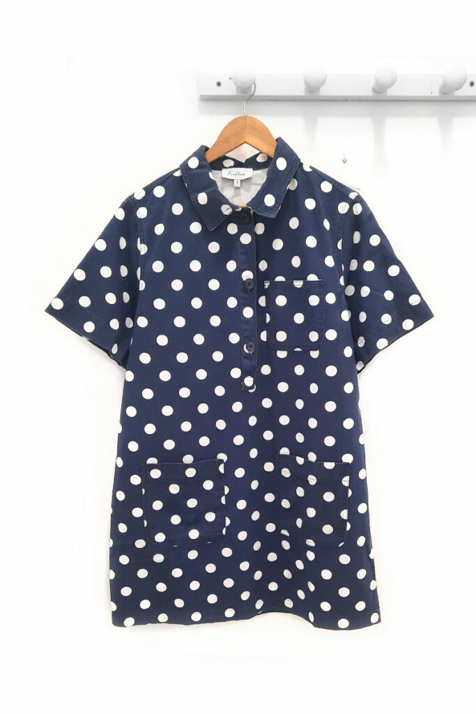 Vestido de lunares azul marino Rhys