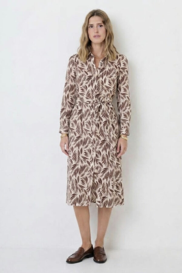 Vestido-manga-larga-estampado-marron-Nino