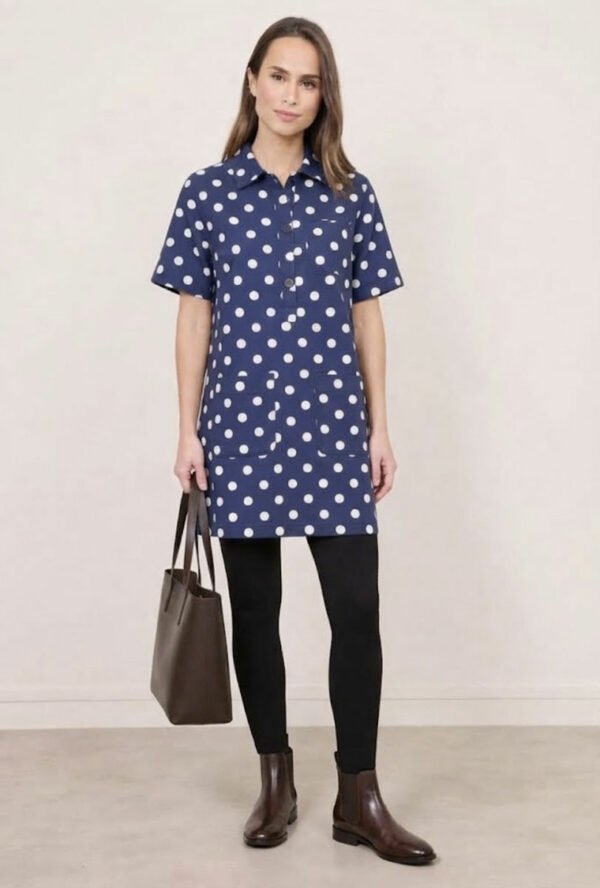 Vestido de lunares azul marino Rhys