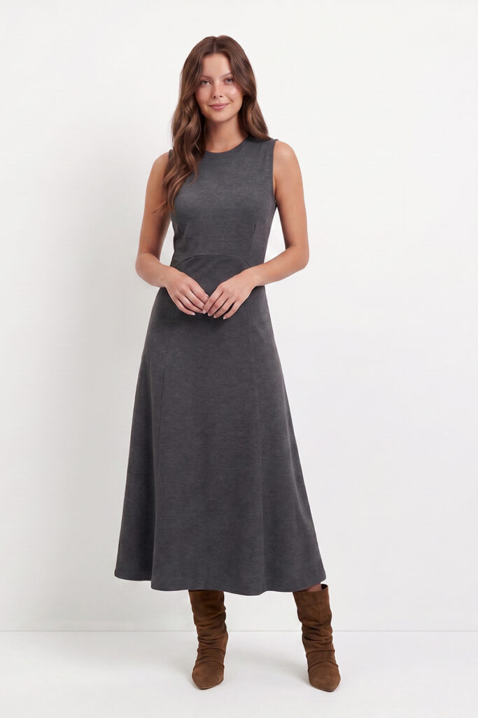 vestido largo gris Naim