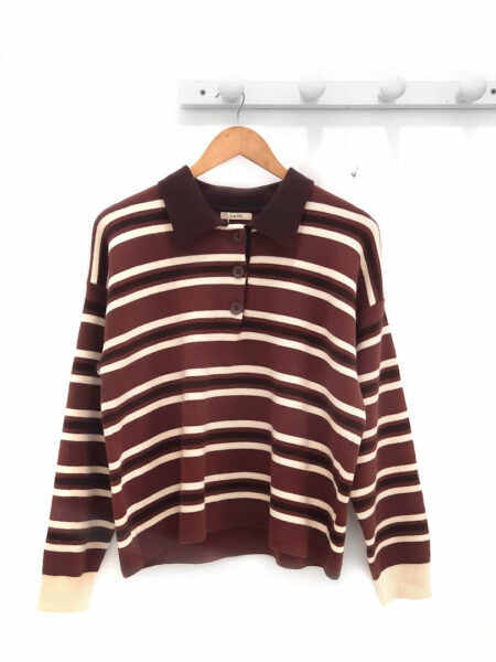 Ropa 71 Jersey-manga-larga-de-rayas-marron-Cesar