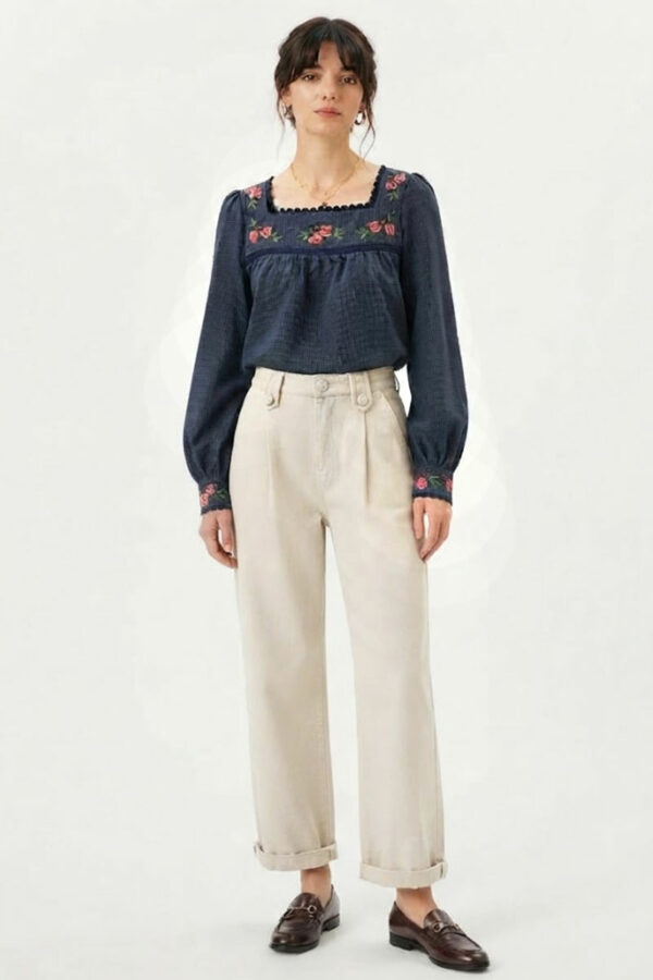 Ropa 40 Blusa-manga-larga-azul-marino-Evin